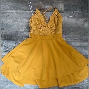 Windsor Mustard Lace Mini Dress